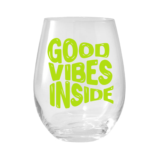 GOOD VIBES INSIDE GLASS - NEON GREEN