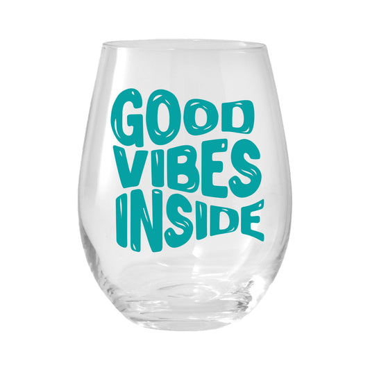 GOOD VIBES INSIDE GLASS - TEAL